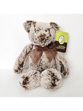 Animal Adventure 10" Brown Bear Frosted Tip Plush Sheer Bow Soft Stuffed Animal